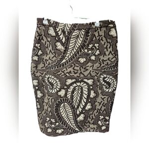 Yeohlee Paisley Wool Blend Pencil Skirt Brown Cream Sz. 10